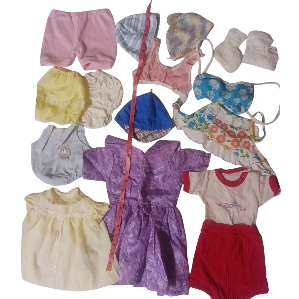 As is lot 1950s/60s/70s vintage baby/toddler/large doll clothes dress girl boy